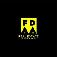 FD initial monogram logo real estate in square style design vector