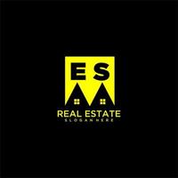 es logo de monograma inicial real estate en diseño de estilo cuadrado vector