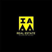 IA initial monogram logo real estate in square style design vector