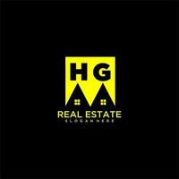 HG initial monogram logo real estate in square style design vector