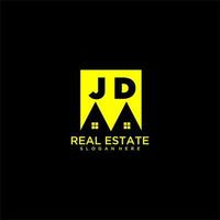 JD initial monogram logo real estate in square style design vector