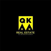 QK initial monogram logo real estate in square style design vector