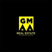 logotipo de monograma inicial gm real estate en diseño de estilo cuadrado vector