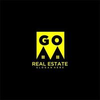 GO initial monogram logo real estate in square style design vector