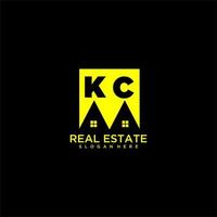 KC initial monogram logo real estate in square style design vector