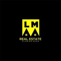 LM initial monogram logo real estate in square style design vector