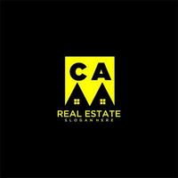 CA initial monogram logo real estate in square style design vector