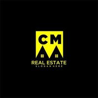 logotipo de monograma inicial cm real estate en diseño de estilo cuadrado vector