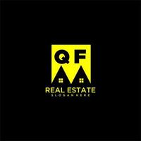 QF initial monogram logo real estate in square style design vector