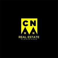 CN initial monogram logo real estate in square style design vector