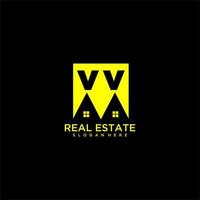 VV initial monogram logo real estate in square style design vector