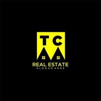 TC initial monogram logo real estate in square style design vector