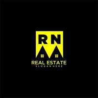 RN initial monogram logo real estate in square style design vector