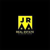 JR initial monogram logo real estate in square style design vector