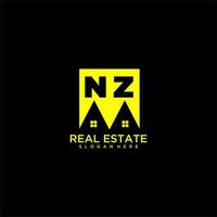 NZ initial monogram logo real estate in square style design vector