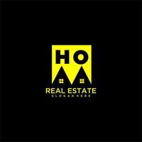 HO initial monogram logo real estate in square style design vector