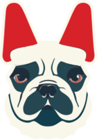 illustration graphic of French bulldog wearing Christmas hat isolated good for icon, mascot, print, design element or customize your design png