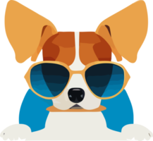 illustration  graphic of beagle dog wearing sunglasses isolated good for icon, mascot, print, design element or customize your design png