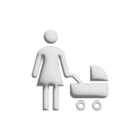 Mother and baby carriage icon 3d design for application and website presentation png