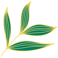 Leaves with Golden Line Art png