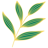 Leaves with Golden Line Art png