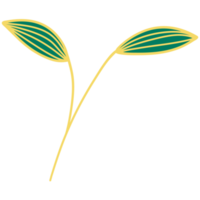 Leaves with Golden Line Art png