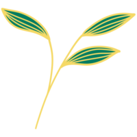 Leaves with Golden Line Art png