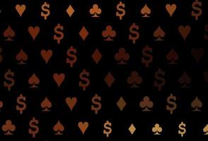 Plantilla de vector naranja oscuro con símbolos de póquer.