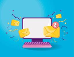 3d email in desktop vector