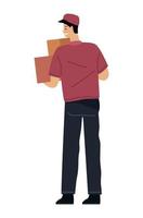 delivery worker lifting boxes vector