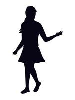 young girl walking silhouette vector