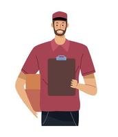 delivery worker with clipboard vector