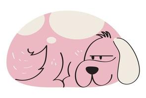 pink dog lying vector
