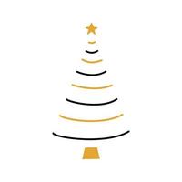 Linear hand drawn christmas tree illustration vector