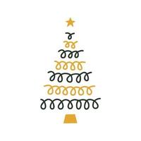 Linear hand drawn christmas tree illustration vector