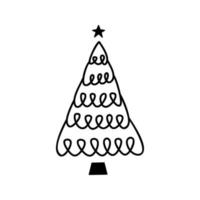 Linear hand drawn christmas tree vector illustration