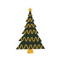 Flat hand drawn christmas tree illustration. vector