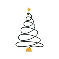 Linear hand drawn christmas tree illustration vector