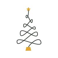 Linear hand drawn christmas tree illustration vector