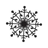 Flat hand drawn snowflake silhouette illustration vector