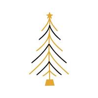 Linear hand drawn christmas tree illustration vector