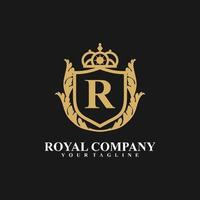 Luxury shield Crest Logo initial R logo design vector