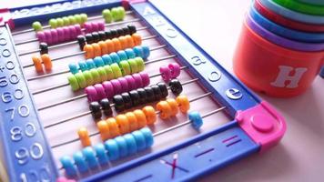 Kids counting frame, abacus and other toys video