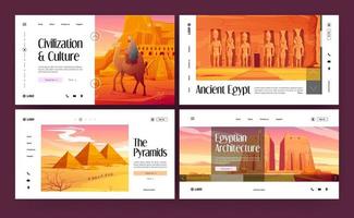 Ancient Egypt banners with pyramids and temples vector