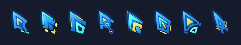 Set of game cursors or pointer icons, click arrows vector