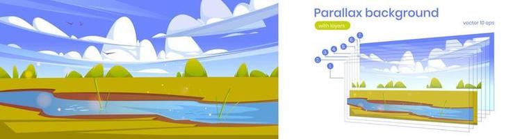 Parallax background, cartoon scenery 2d landscape