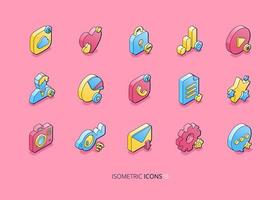 Isometric icons for social media and website vector