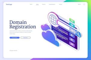 Domain registration, hosting service banner vector