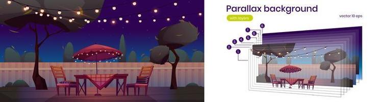 fondo de paralaje con patio trasero por la noche vector