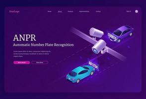 ANPR technology isometric landing page, cameras vector